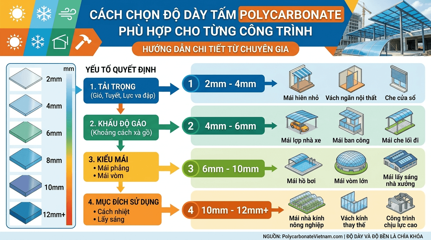 Cách Chọn Độ Dày Tấm Polycarbonate Phù Hợp Cho Từng Công Trình