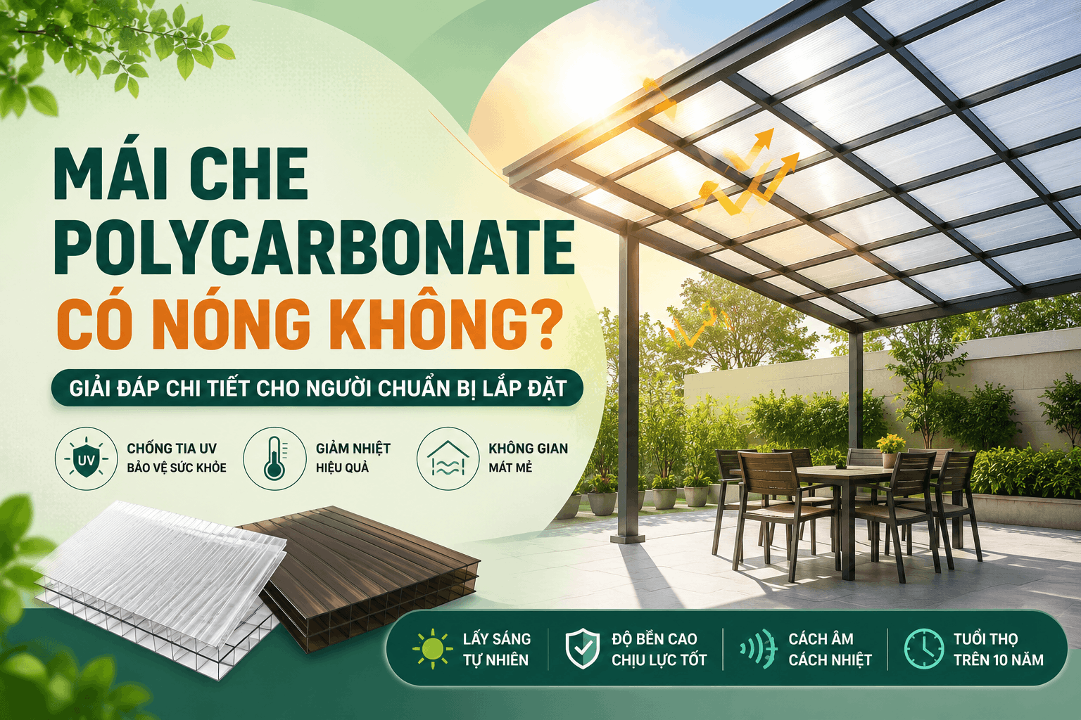 Mái Che Polycarbonate Có Nóng Không? Giải Đáp Chi Tiết Từ Chuyên Gia